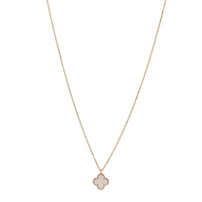 Van Cleef & Arpels 18K Yellow Gold Mother of Pearl Sweet Alhambra Pendant Necklace 1 of 5