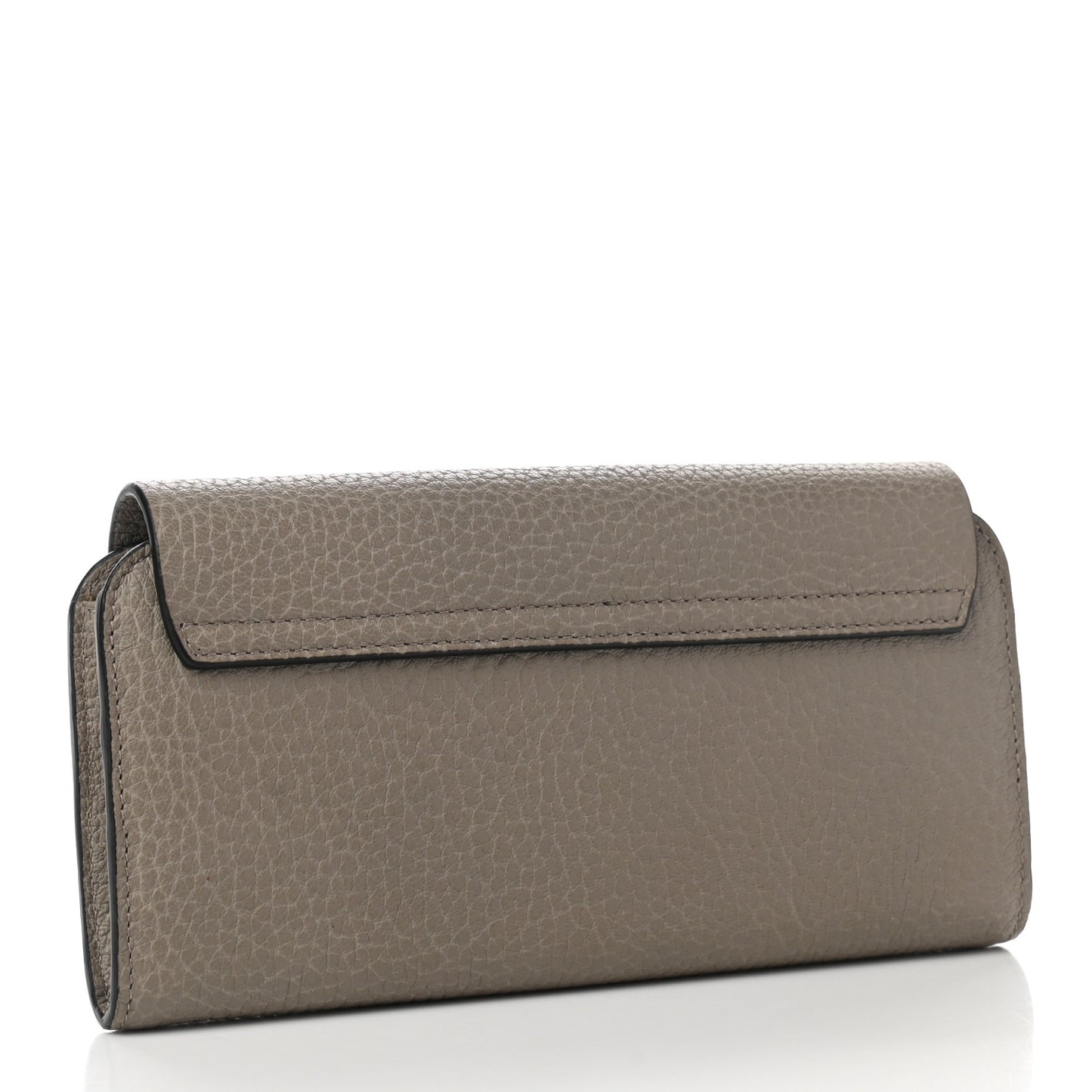 Grained Lambskin Drew Long Wallet with Flap Motty Grey