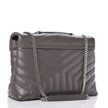 Saint Laurent Calfskin Y Quilted Monogram Medium Loulou Chain Satchel Earth 3 of 10