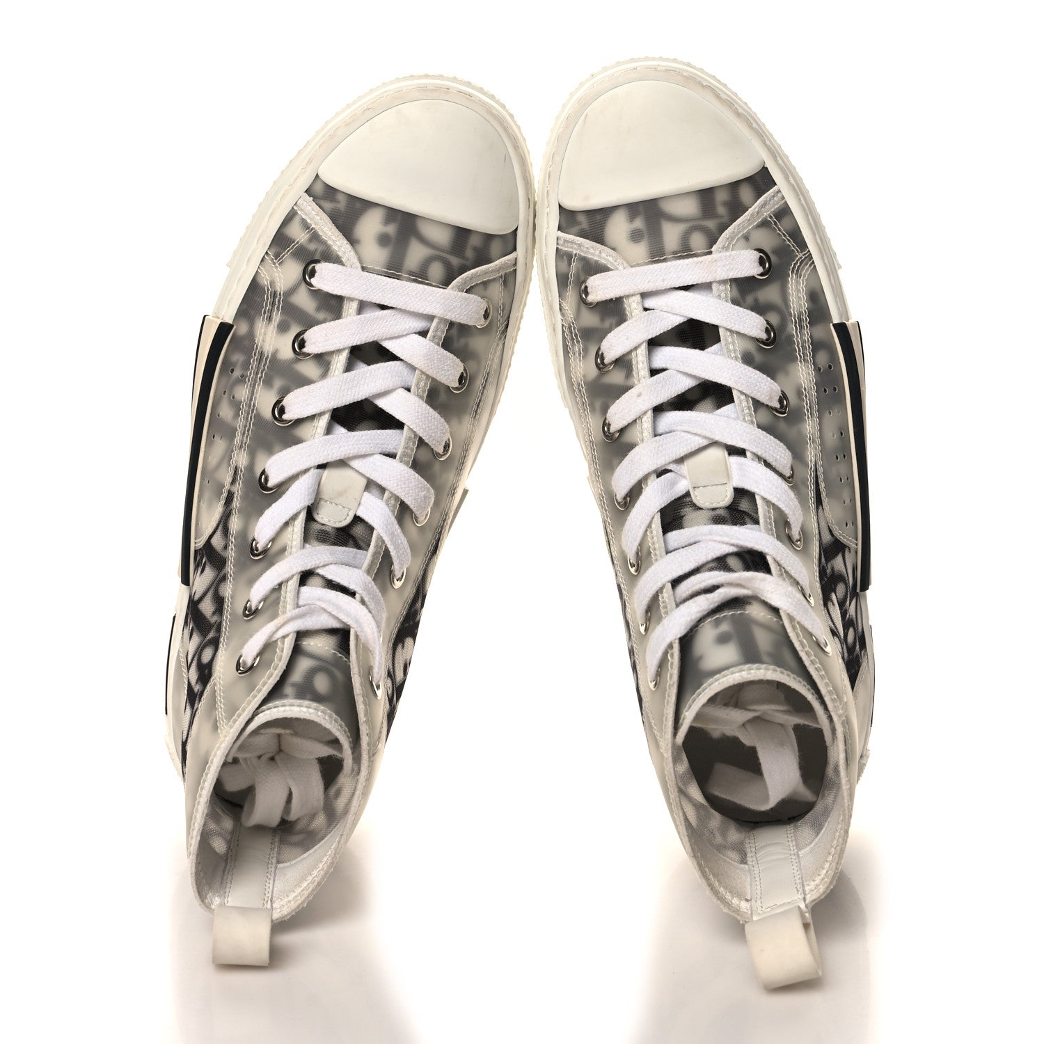 Christian Dior Technical Canvas Oblique B23 High Top Sneakers 38 White Black 2 of 9