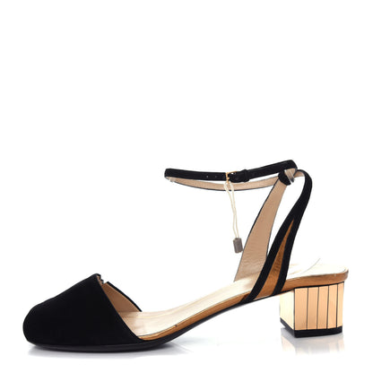 Saint Laurent GUCCI Suede Nappa Silk Sandals 40 Black Tobacco 1 of 8