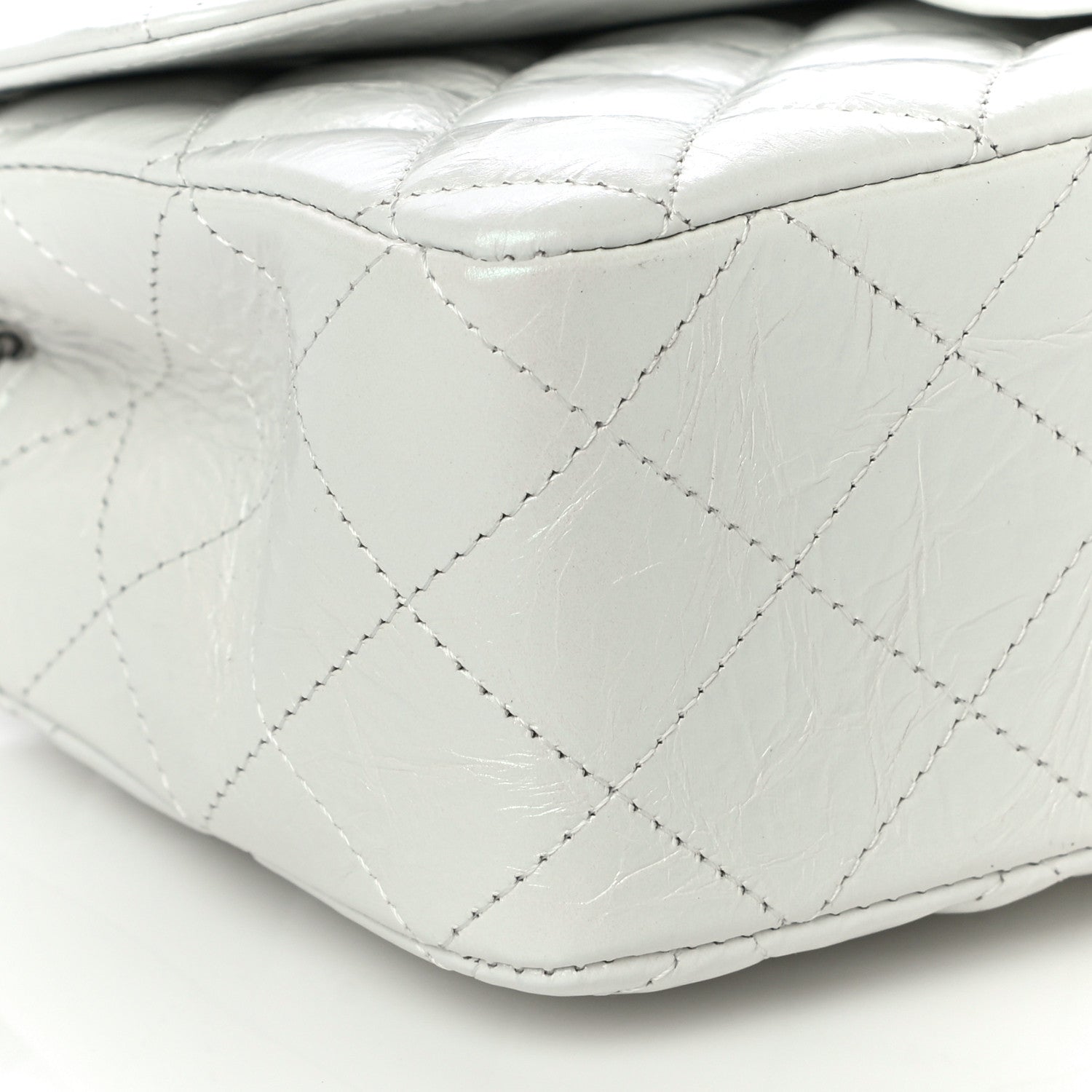 Chanel Iridescent Crumpled Calfskin Quilted Mini Rectangular Flap White 9 of 10