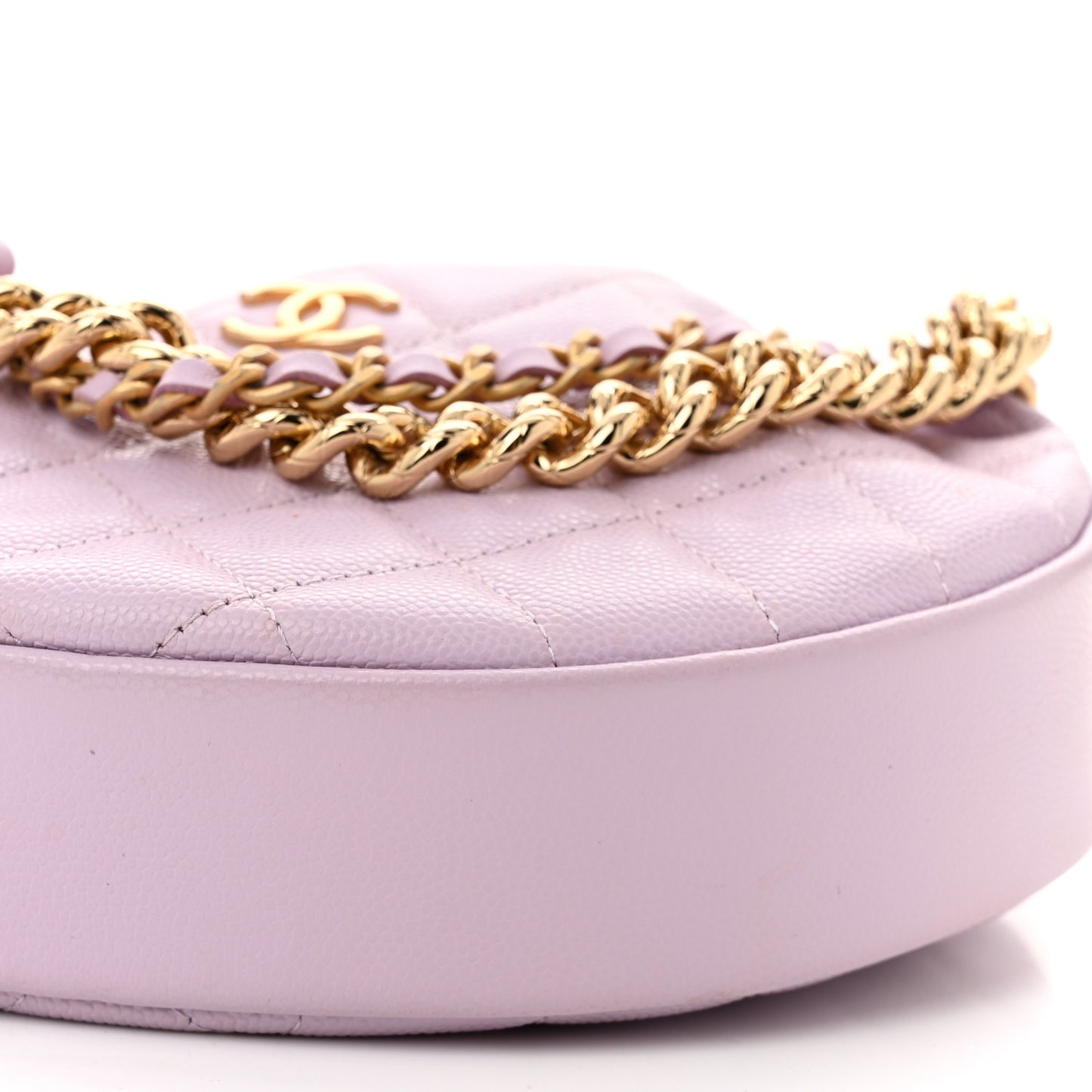 Shiny Caviar Quilted Bow Pouch Hobo Light Purple