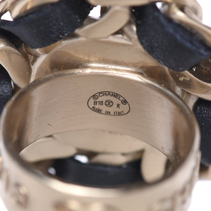 Chanel Pearl Lambskin CC Chain Ring 6 Gold 5 of 7