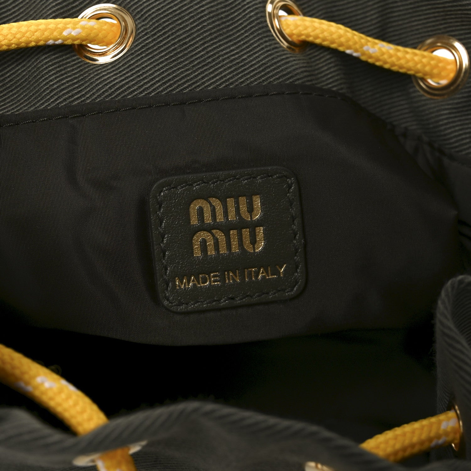 Miu Miu Canvas Gabardine Bucket Bag Oliva Giallo 6 of 9
