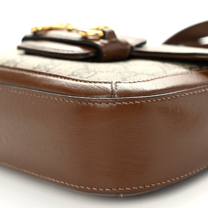 Gucci GG Supreme Monogram Web Mini Horsebit 1955 Shoulder Bag Beige Brown Sugar 11 of 13