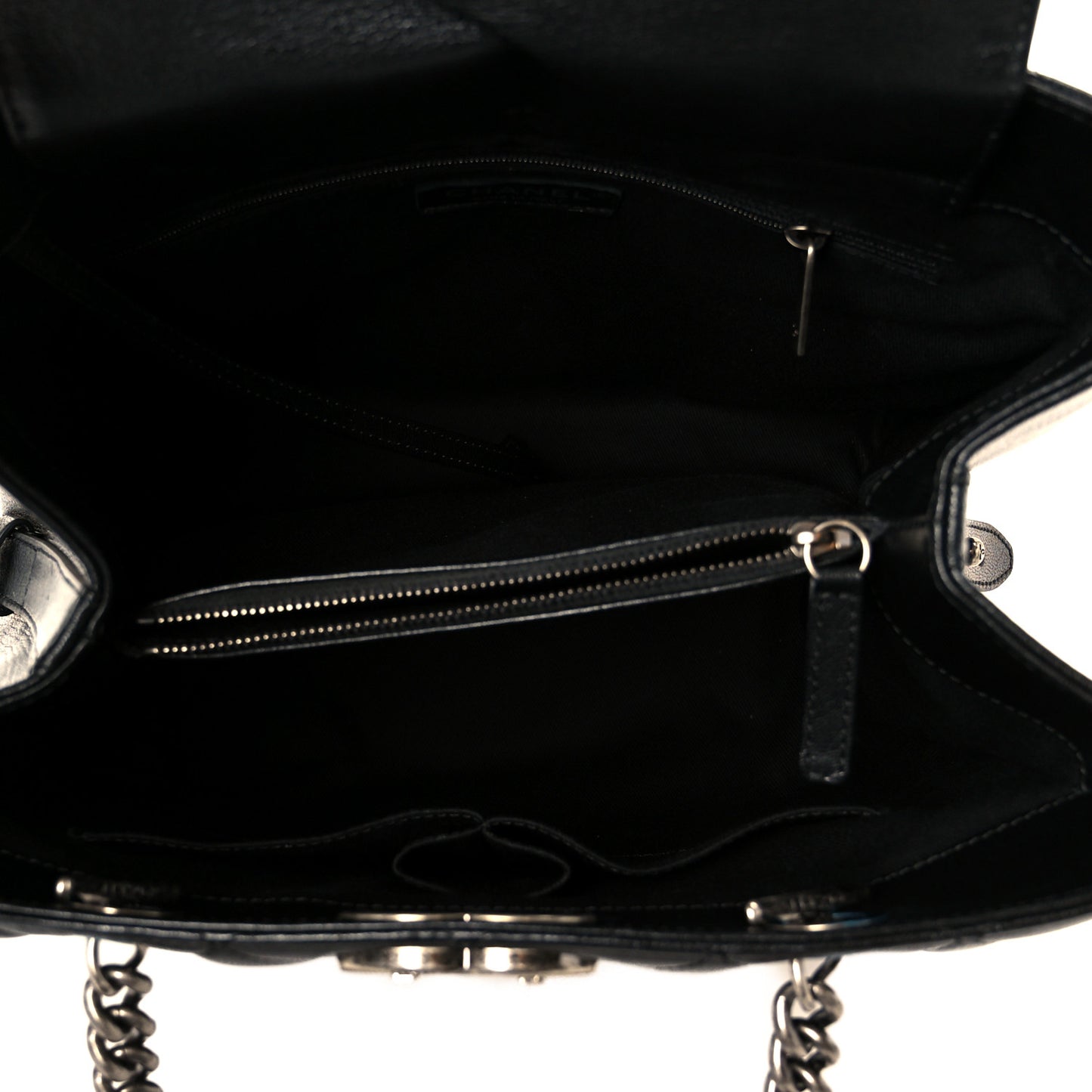 Metallic Goatskin Quilted Small City Rock Shopping Tote Black