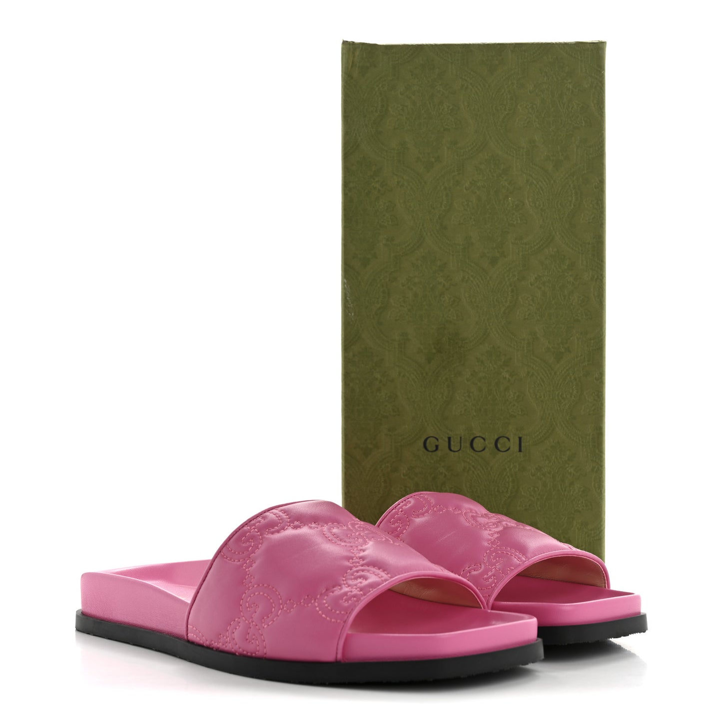 Nappa GG Matelasse Flat Slide Sandals 39 Bon Bon