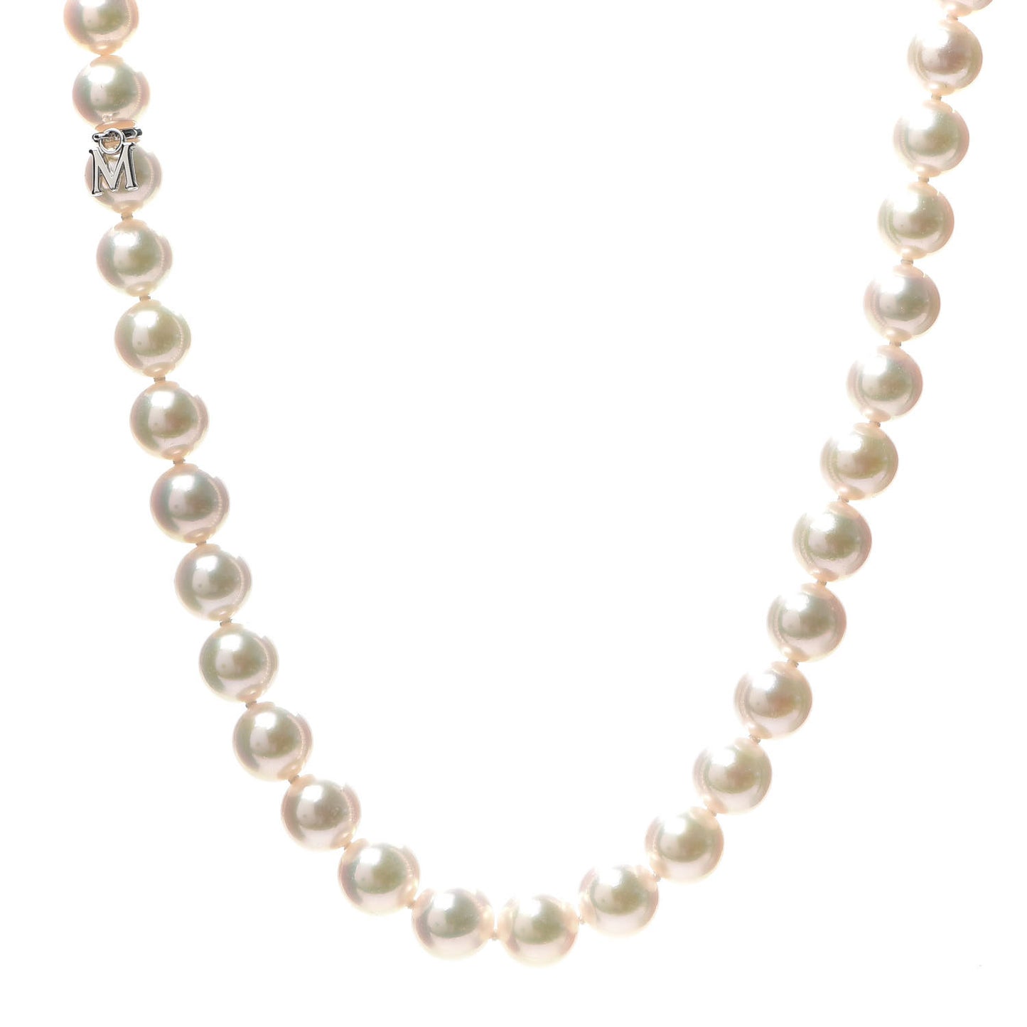18K White Gold Akoya Pearl 7-7.5mm Strand Necklace 16"