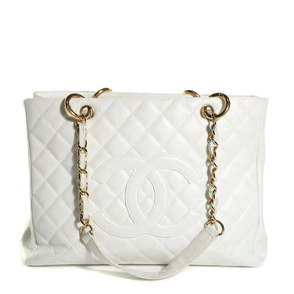 Chanel Caviar Quilted Grand Shopping Tote GST White 1 of 7