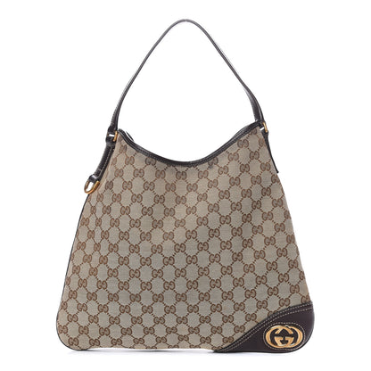 Gucci Monogram Medium New Britt Hobo Dark Brown 1 of 13