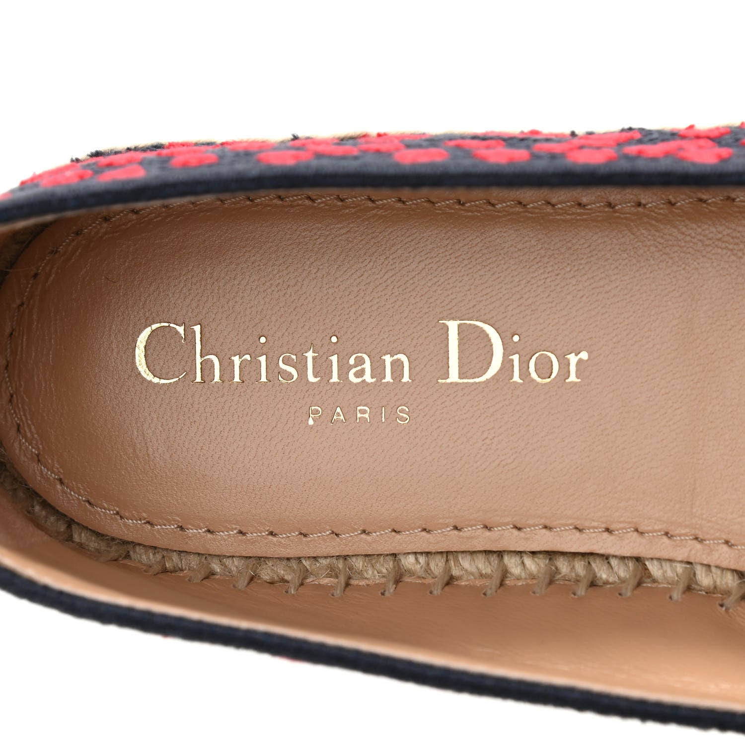 Christian Dior Cotton Embroidered Hearts Granville Espadrille 38 Blue Red 7 of 9