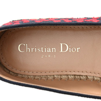 Christian Dior Cotton Embroidered Hearts Granville Espadrille 38 Blue Red 7 of 9