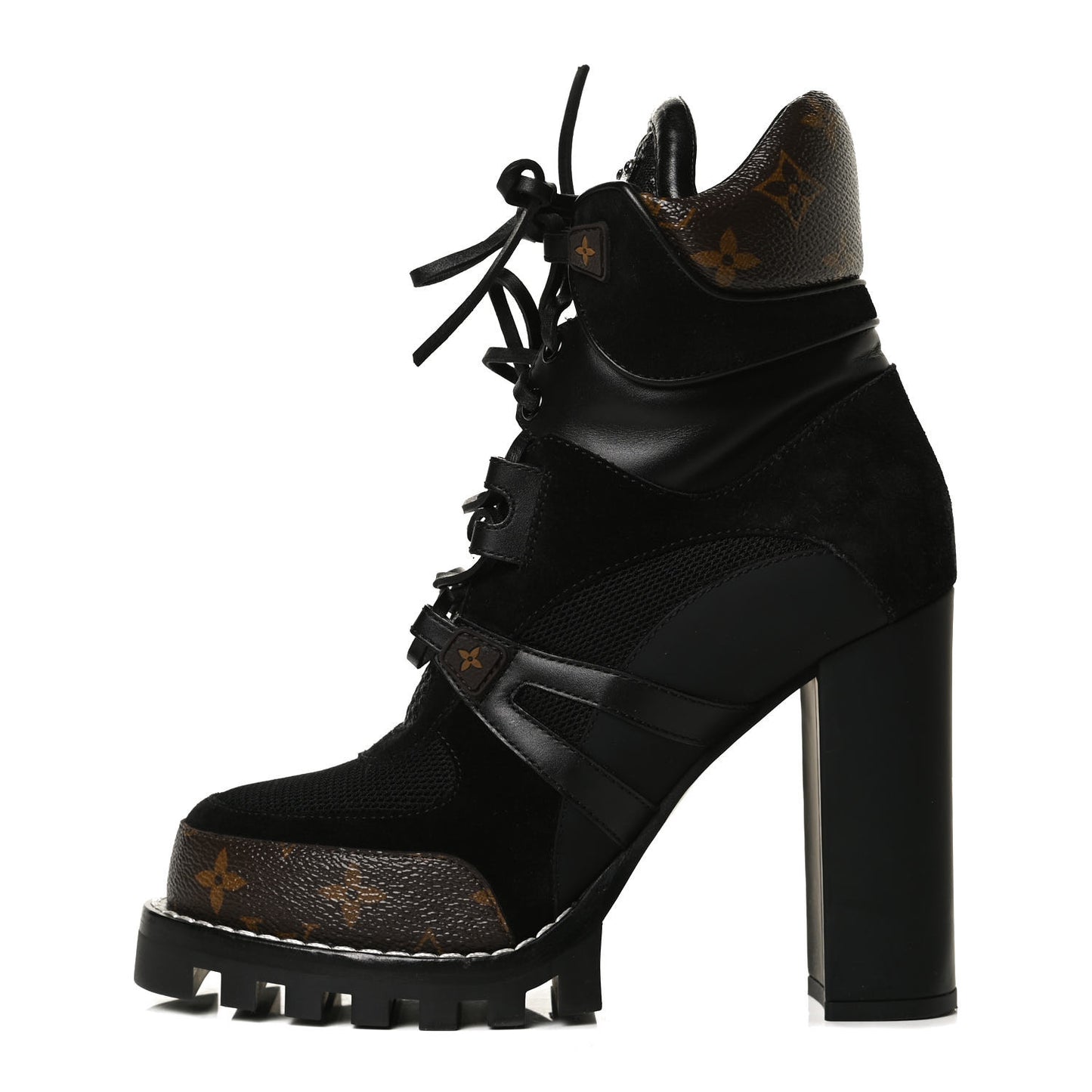 Suede Calfskin Monogram Star Trail Ankle Boots 40 Black