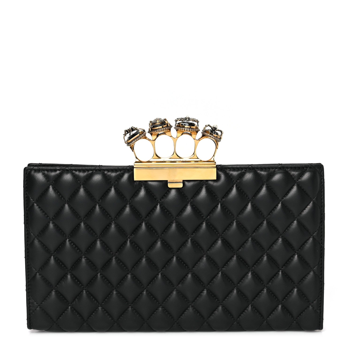 Alexander McQueen Nappa Quilted Knuckle Flat Clutch Black 1 of 8