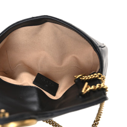 Gucci Calfskin Matelasse Super Mini GG Marmont Shoulder Bag Black 5 of 11
