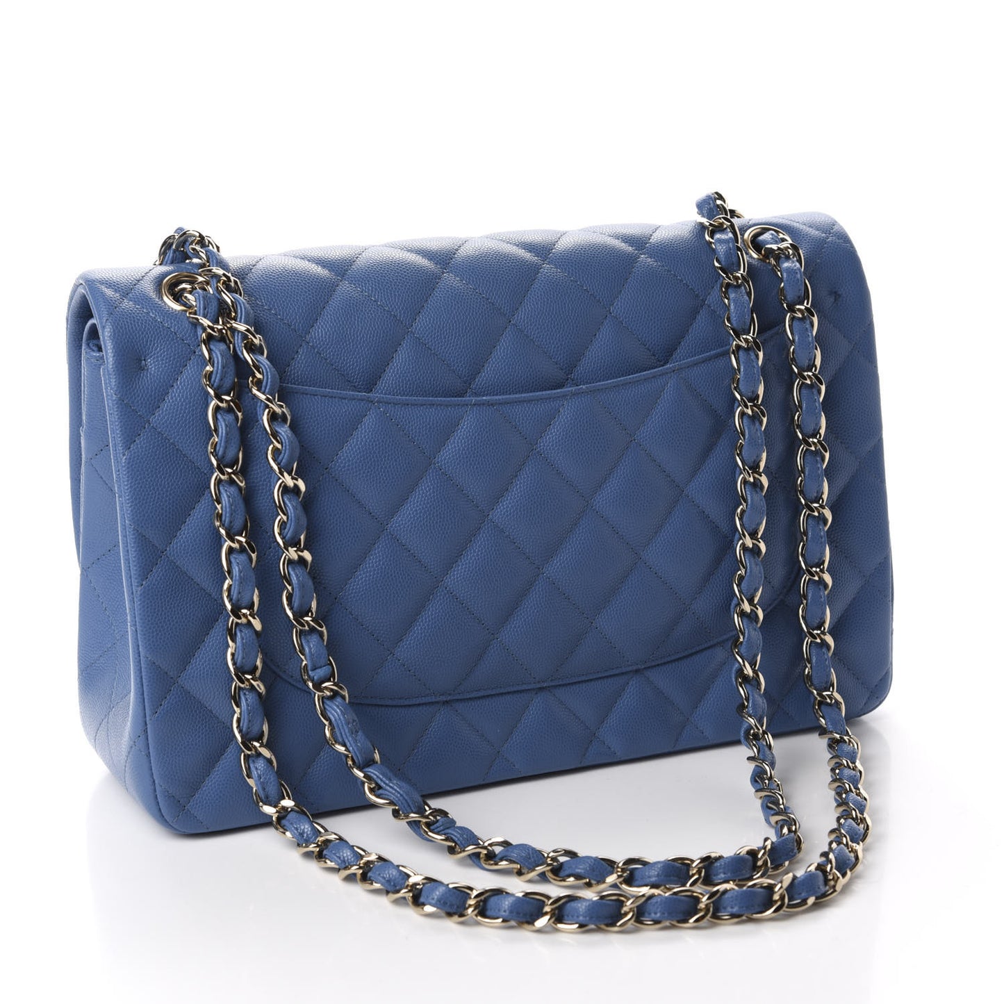 Caviar Quilted Jumbo Double Flap Blue