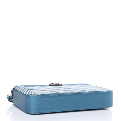 Chanel Metallic Caviar Quilted Small Boy Clutch With Chain Turquoise 4 of 11