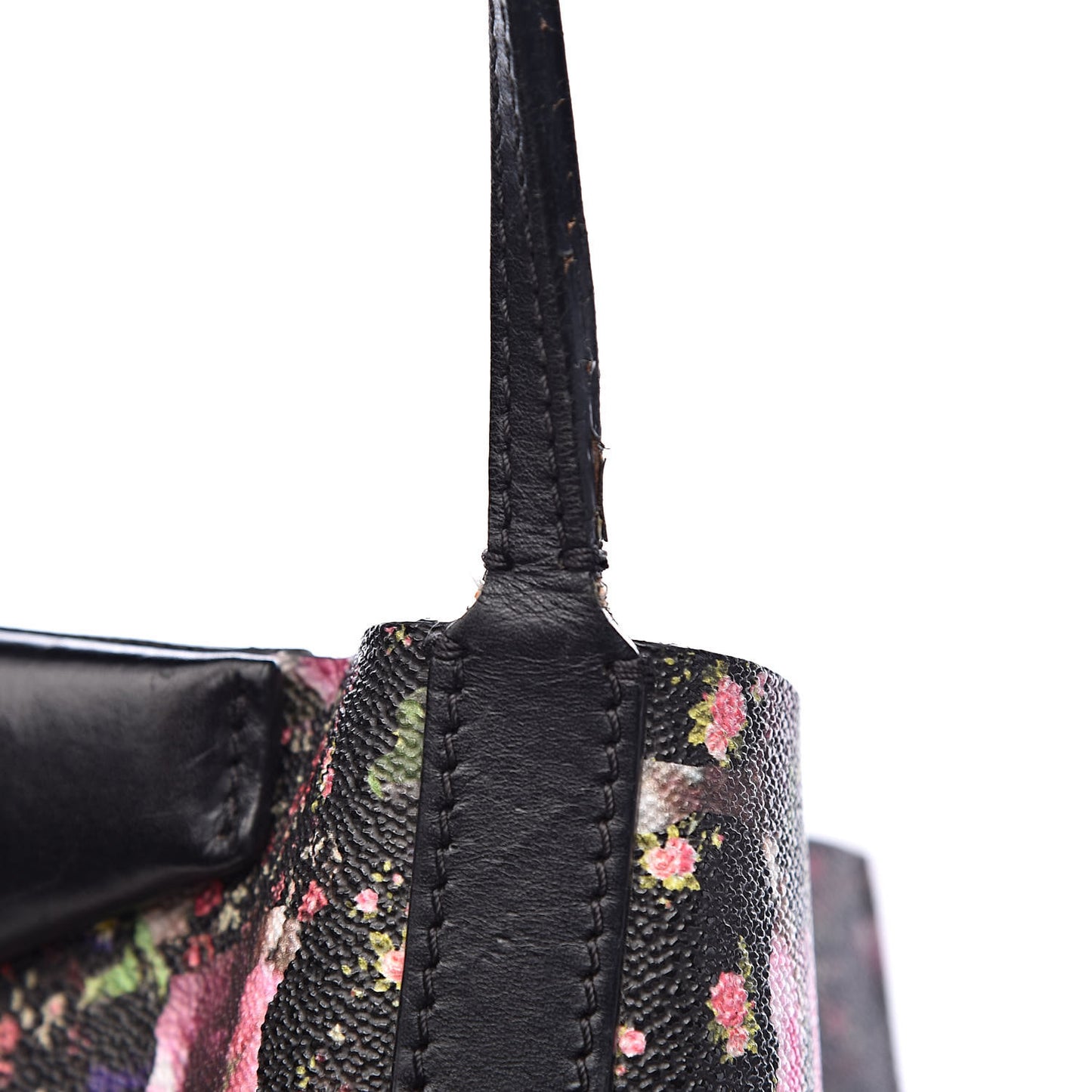 Textured Coated Canvas Roses Camouflage Print Large Antigona Tote Black