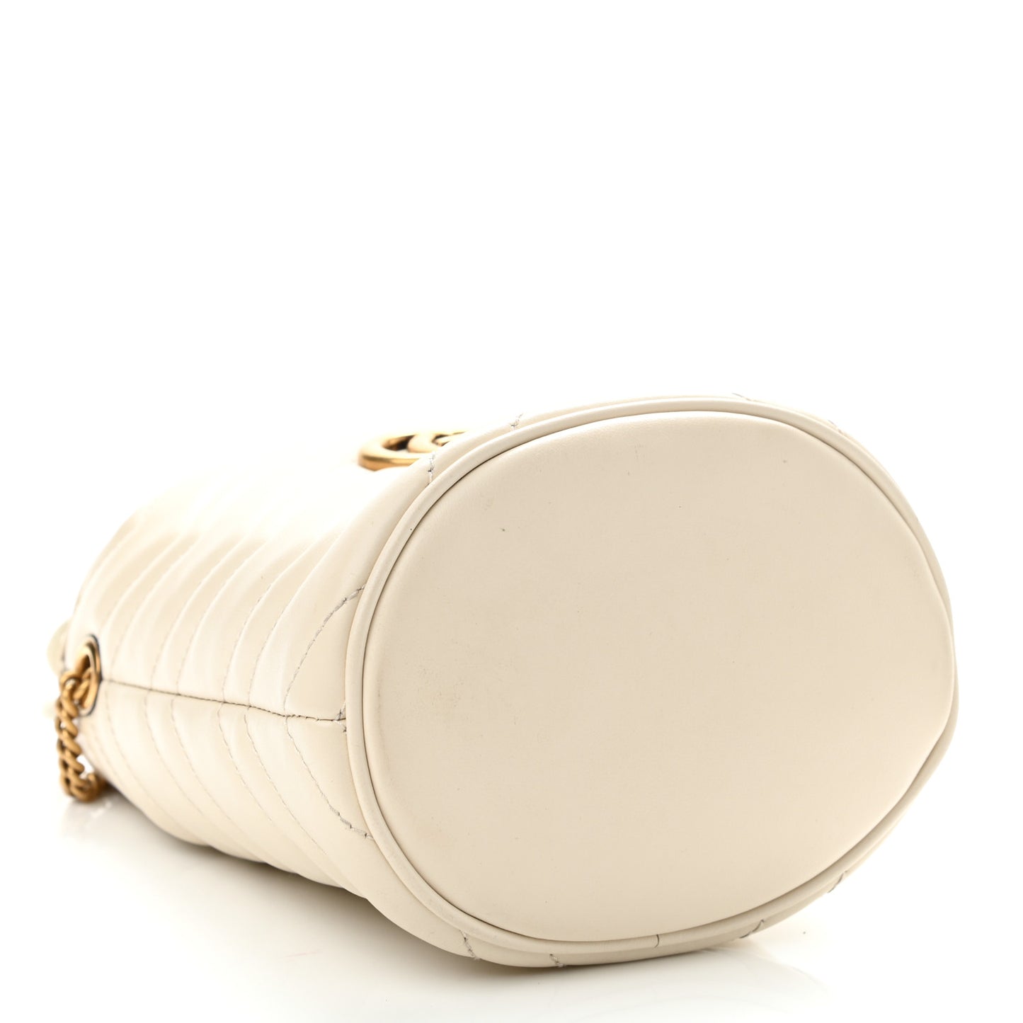 Calfskin Matelasse Mini GG Marmont 2.0 Bucket Bag White