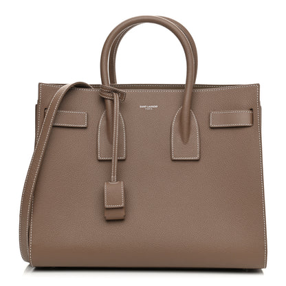 Saint Laurent Grained Calfskin Topstitch Small Classic Sac De Jour Taupe 1 of 9