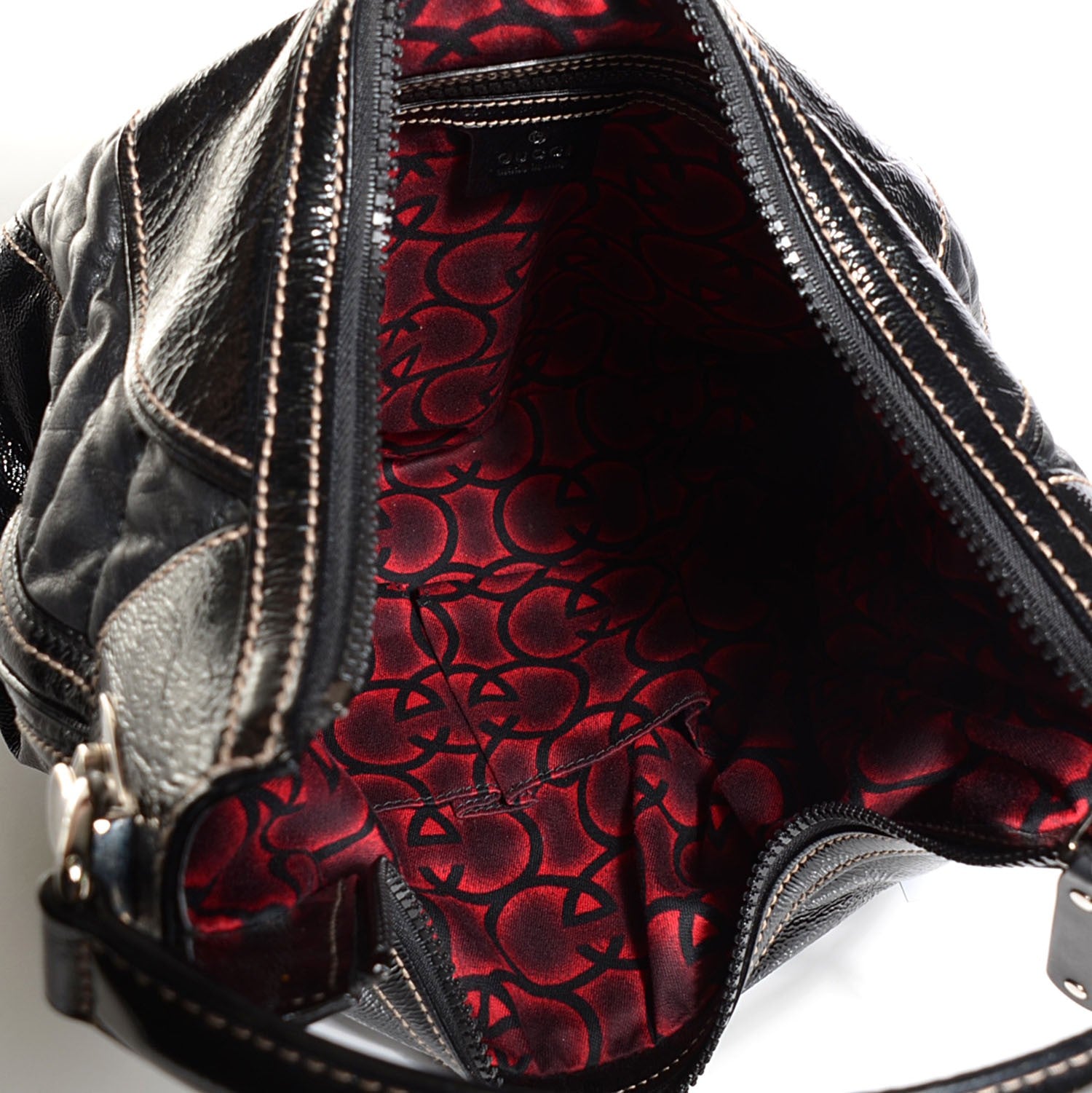 Gucci Patent Leather Medium Snow Glam Hobo Black 5 of 9