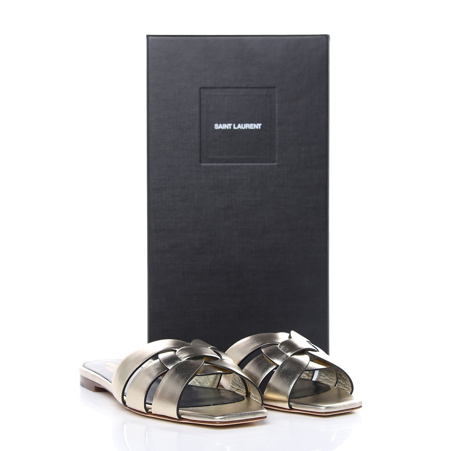 Saint Laurent Metallic Calfskin Nu Pied 05 Slide Sandals 38.5 Platino 8 of 8