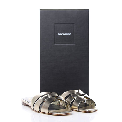 Saint Laurent Metallic Calfskin Nu Pied 05 Slide Sandals 38.5 Platino 8 of 8