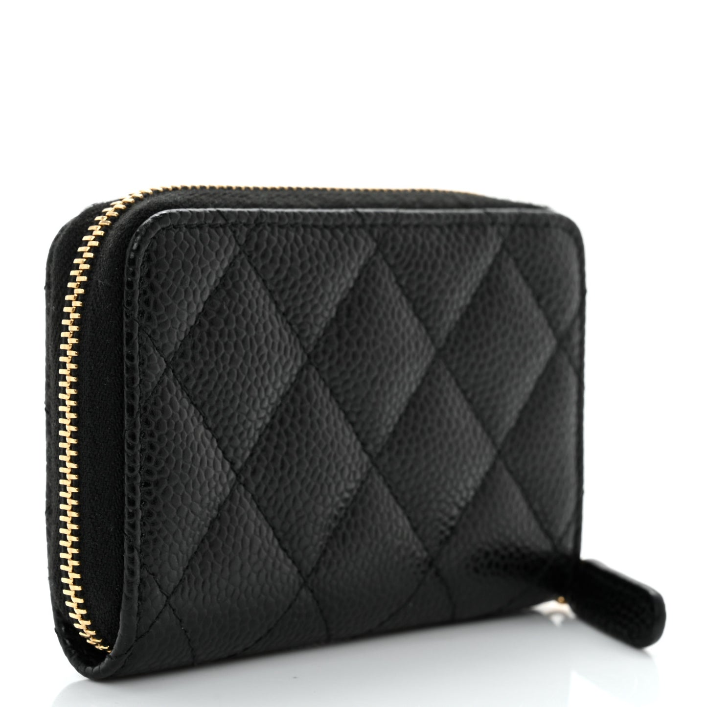 Caviar Quilted Zip Coin Purse Black
