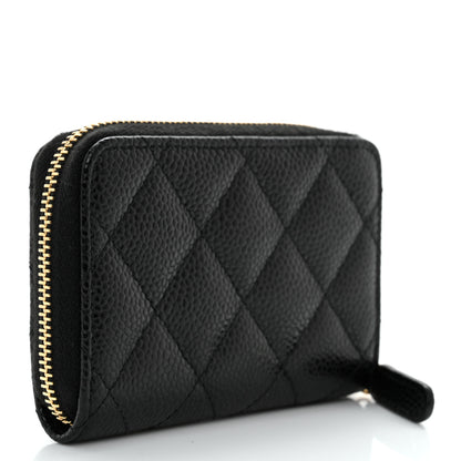 Chanel Caviar Quilted Zip Coin Purse Black 3 of 10