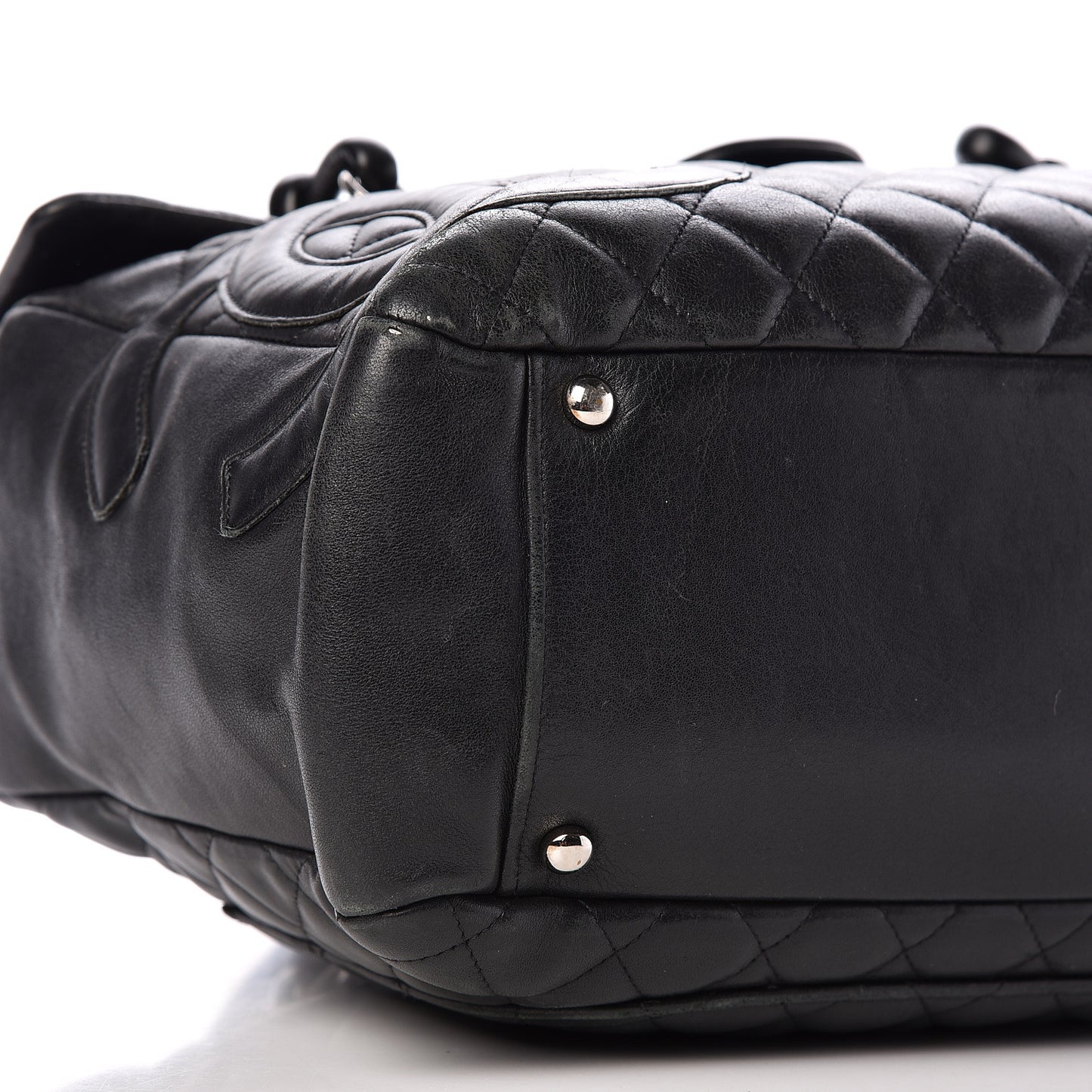 Calfskin Quilted Large Cambon Flap Black