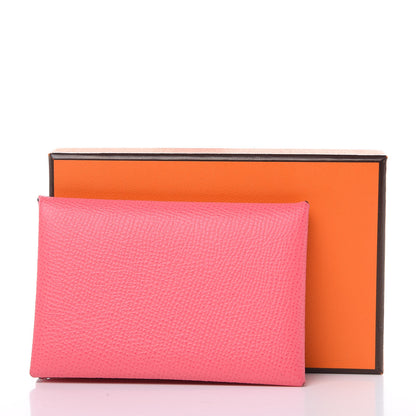Hermes Epsom Calvi Card Case Rose Azalee 7 of 7