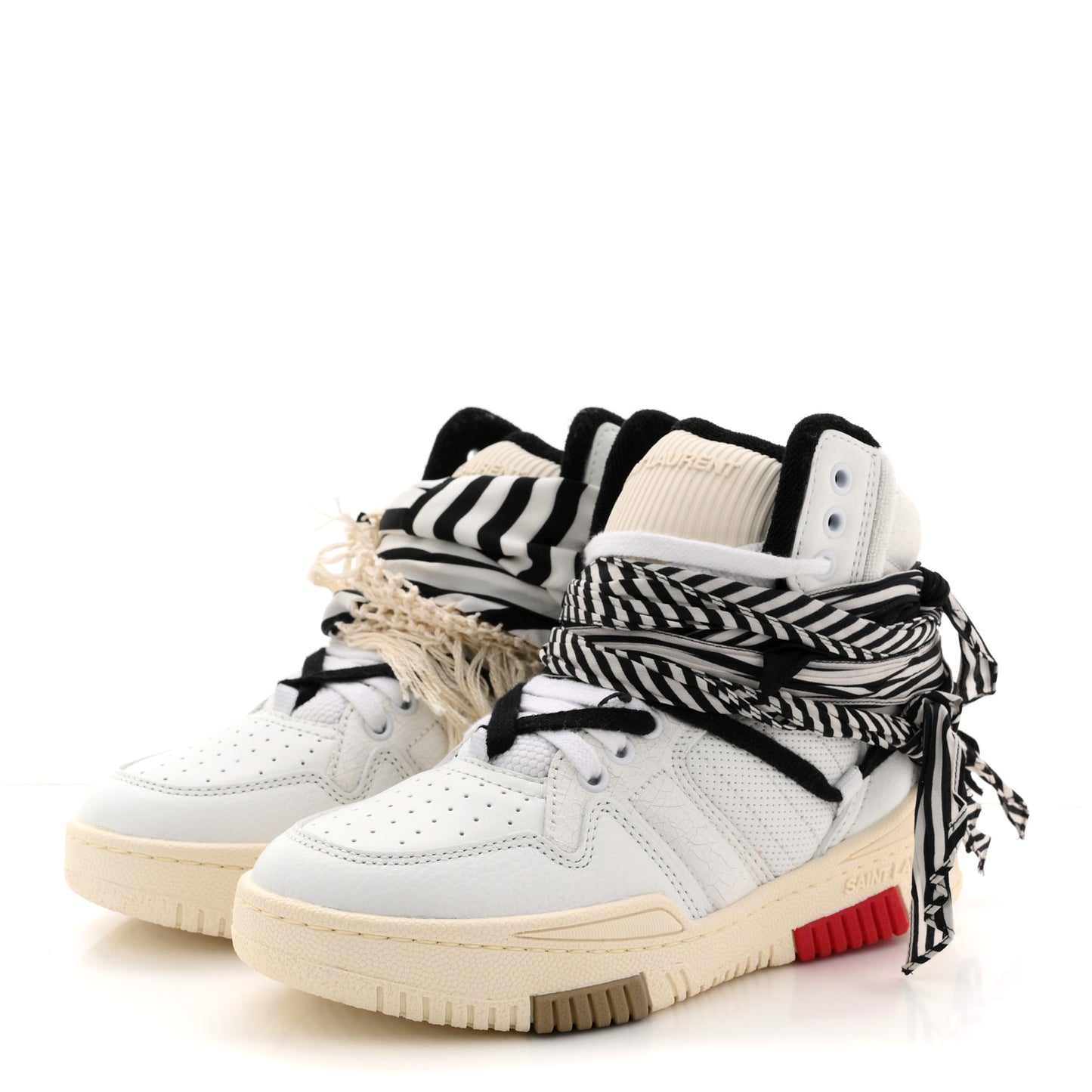 Calfskin Smith High Top Sneakers 36.5 White Black