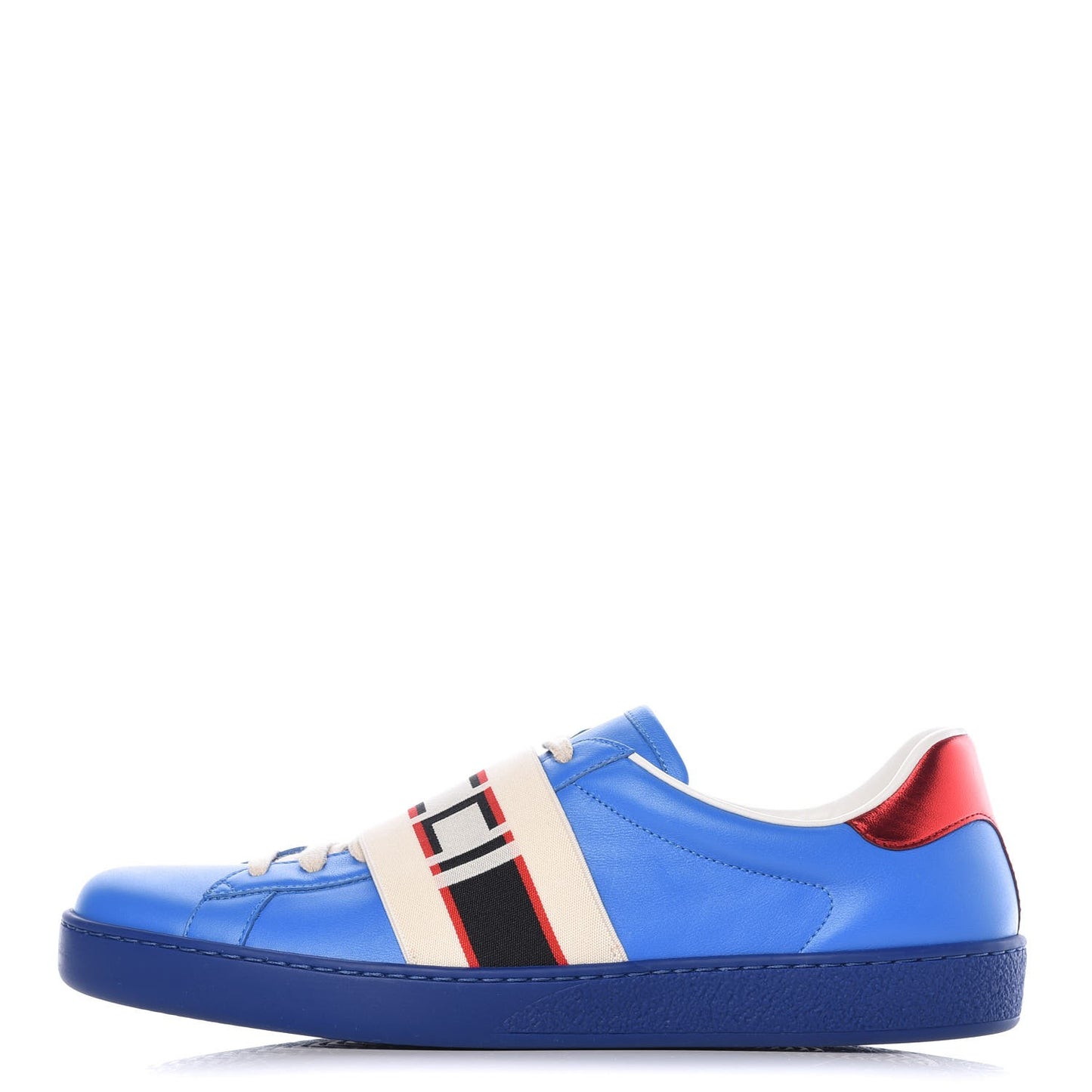 Calfskin Stripe Mens New Ace Sneakers 8.5 Bright Splash Ecru Red Flame