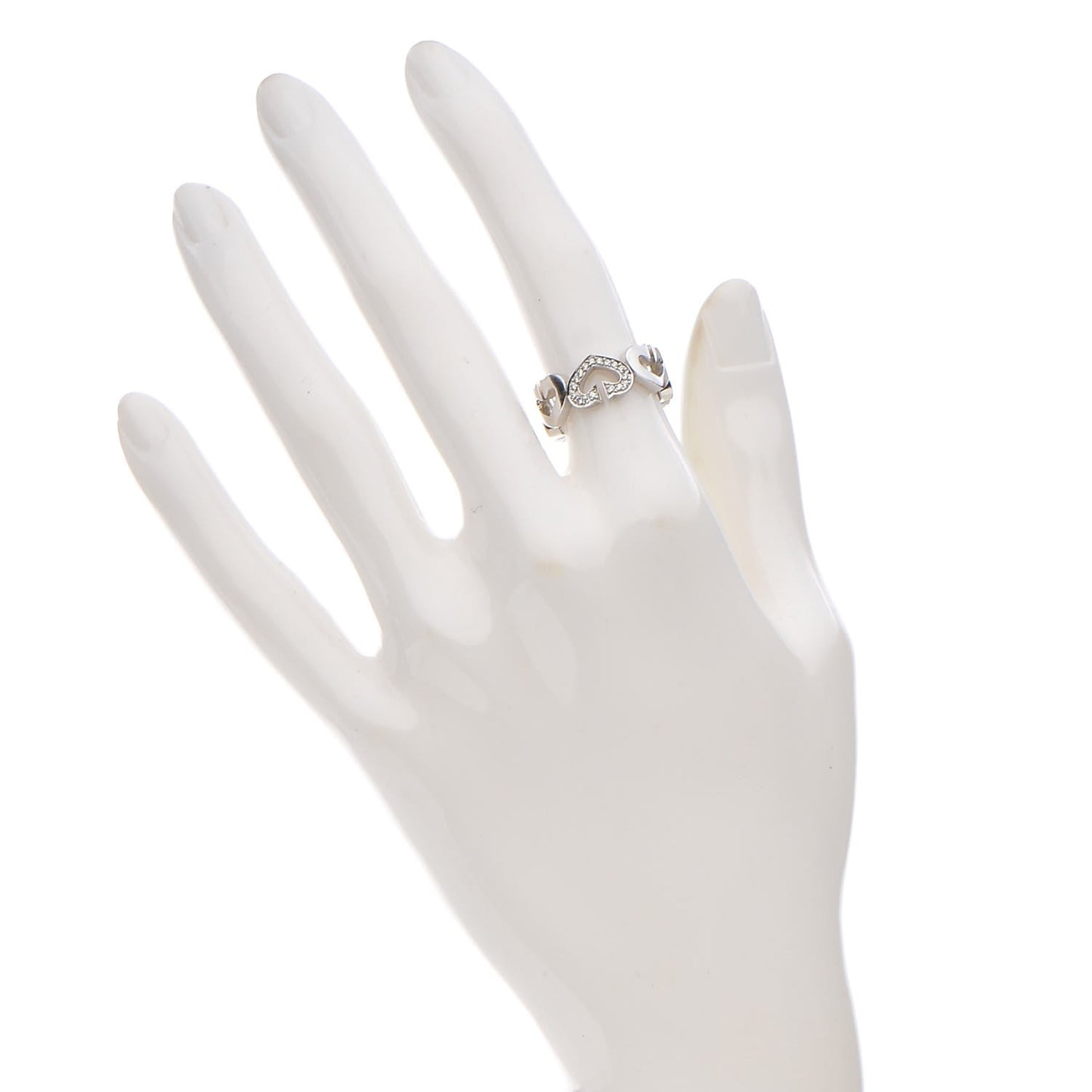 18K White Gold Diamond Hearts and Symbols Ring 49 4.75