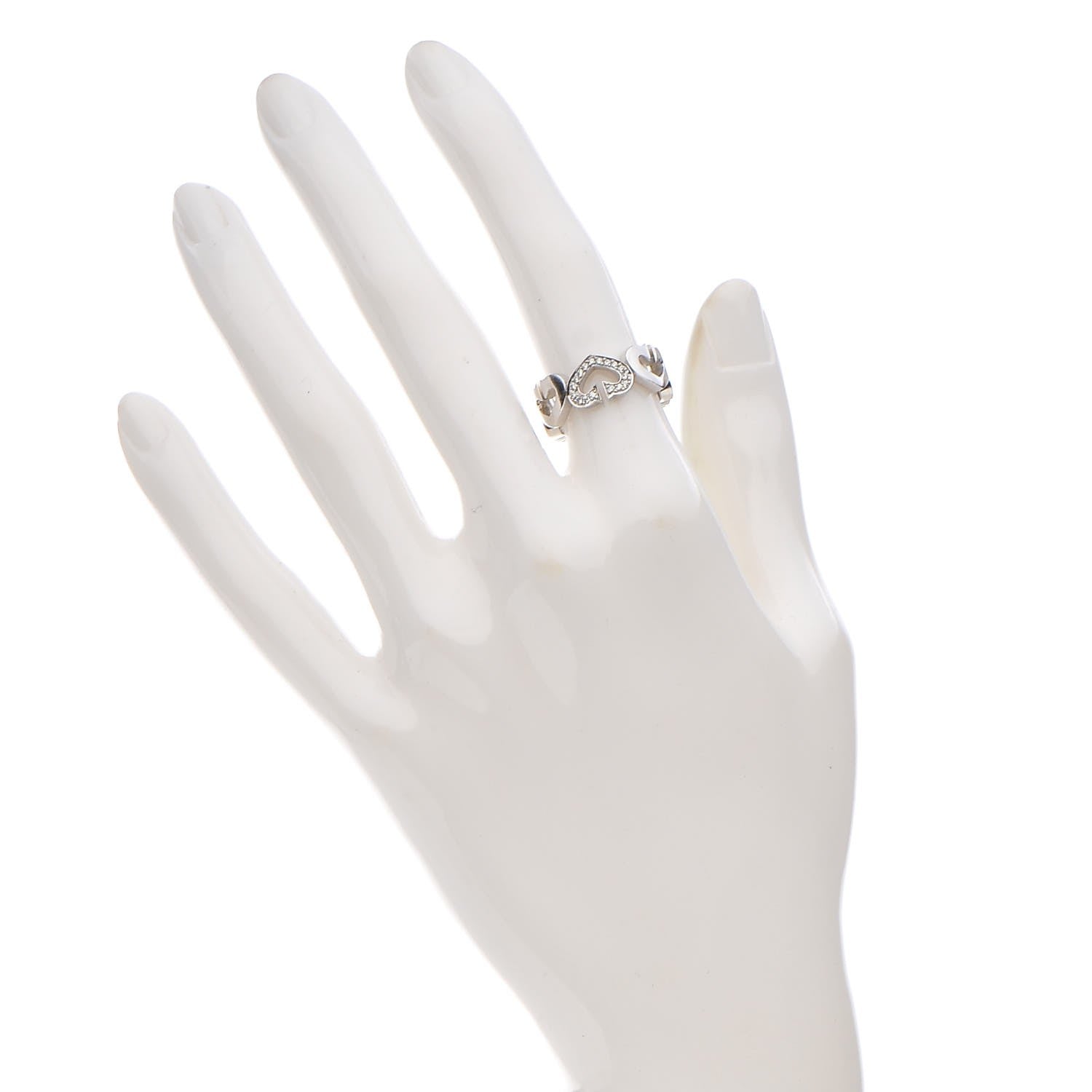 Cartier 18K White Gold Diamond Hearts and Symbols Ring 49 4.75 2 of 5