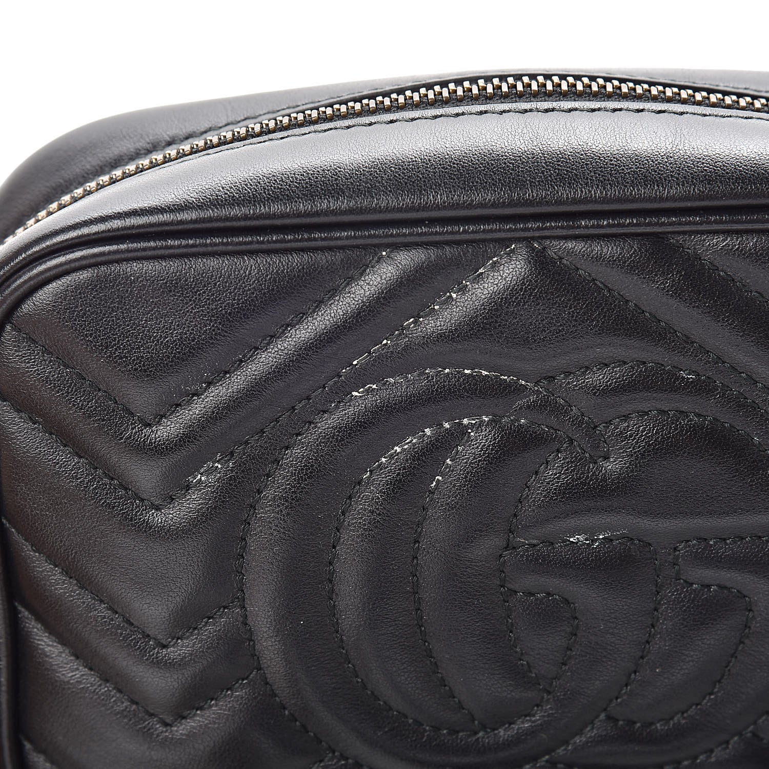 Gucci Calfskin Matelasse Mini GG Marmont Chain Shoulder Bag Black 16 of 17