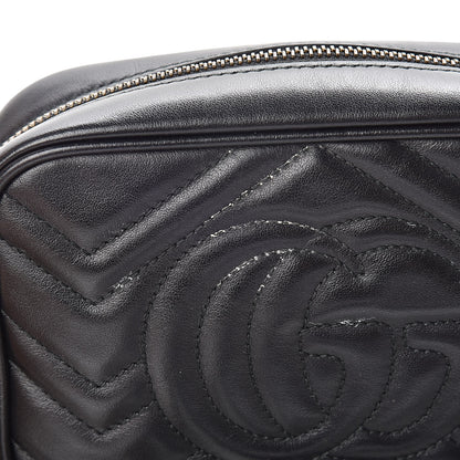 Gucci Calfskin Matelasse Mini GG Marmont Chain Shoulder Bag Black 16 of 17