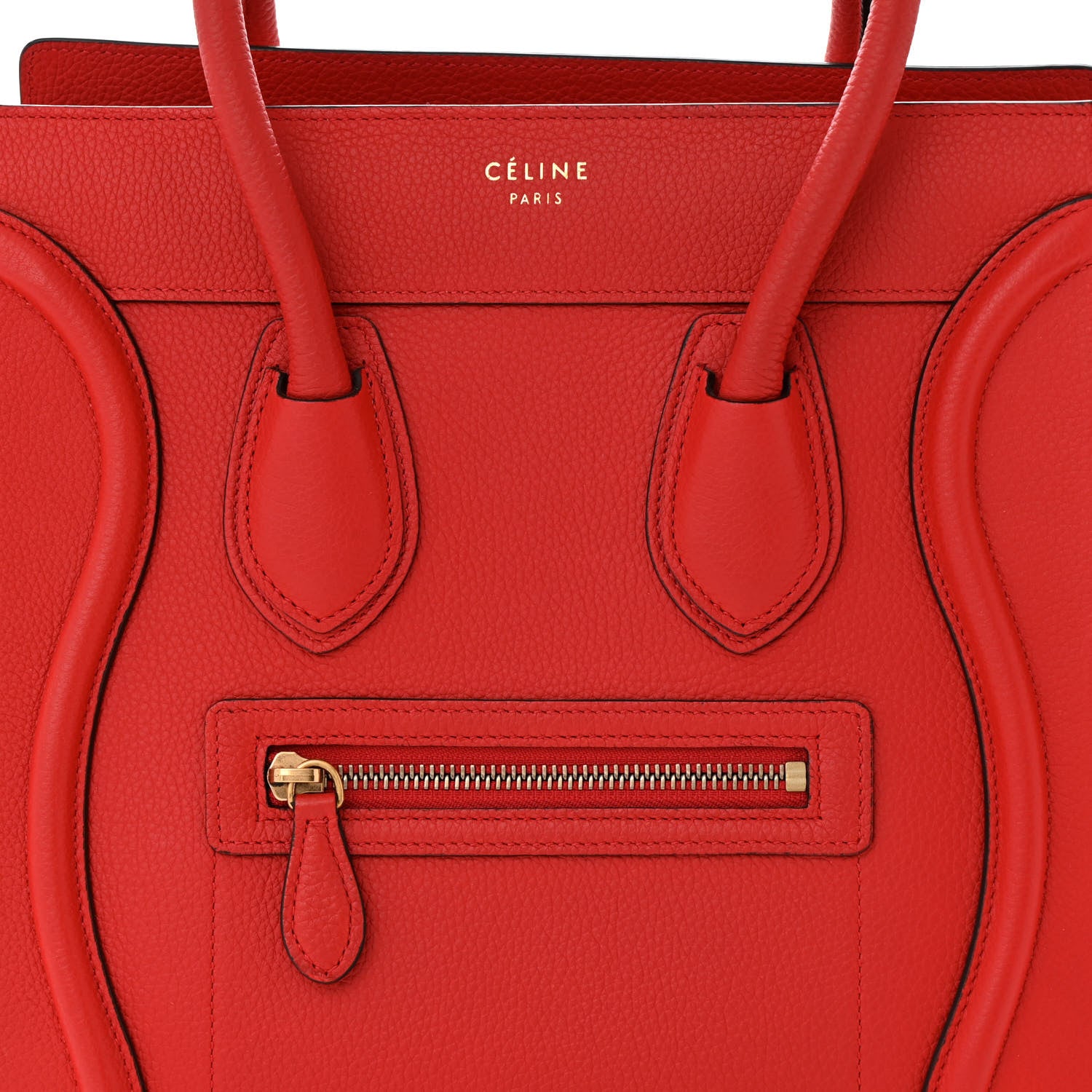 Celine Drummed Calfskin Micro Luggage Red 8 of 10