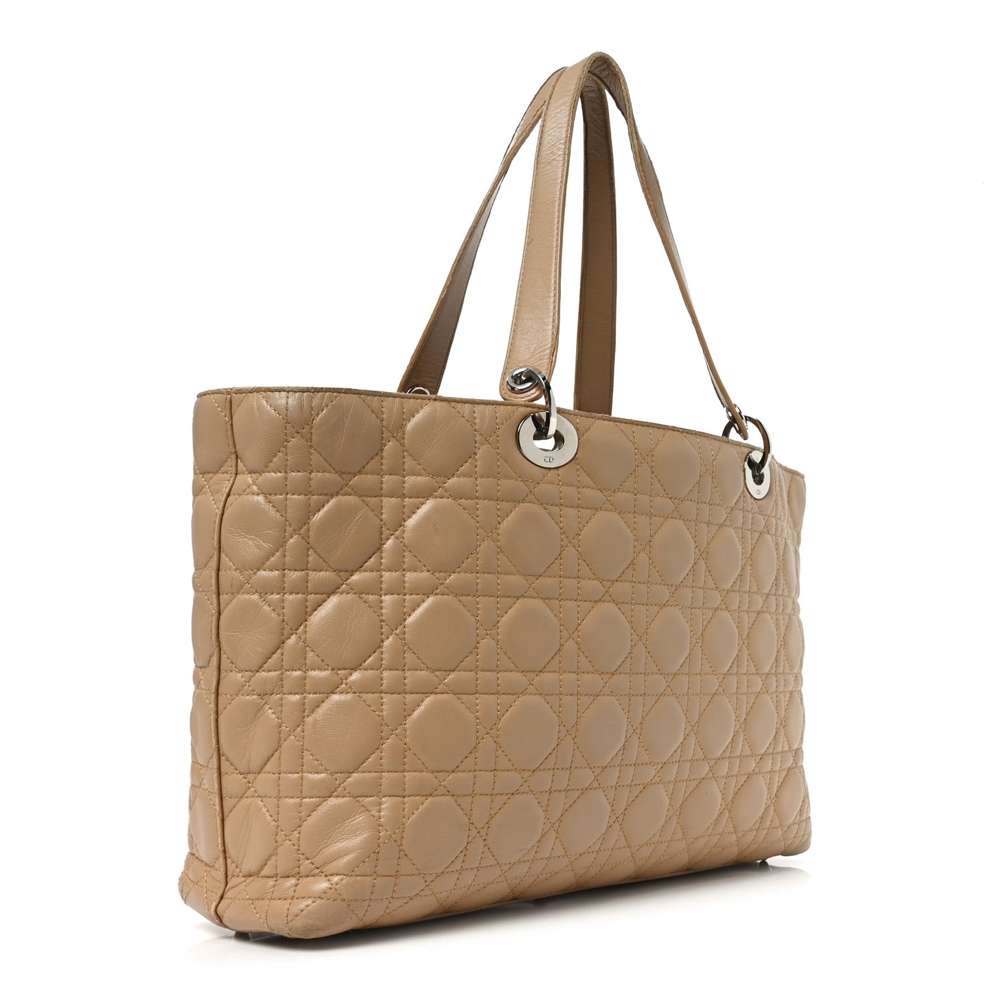 Lambskin Cannage Large Lady Dior Shopper Tote Beige