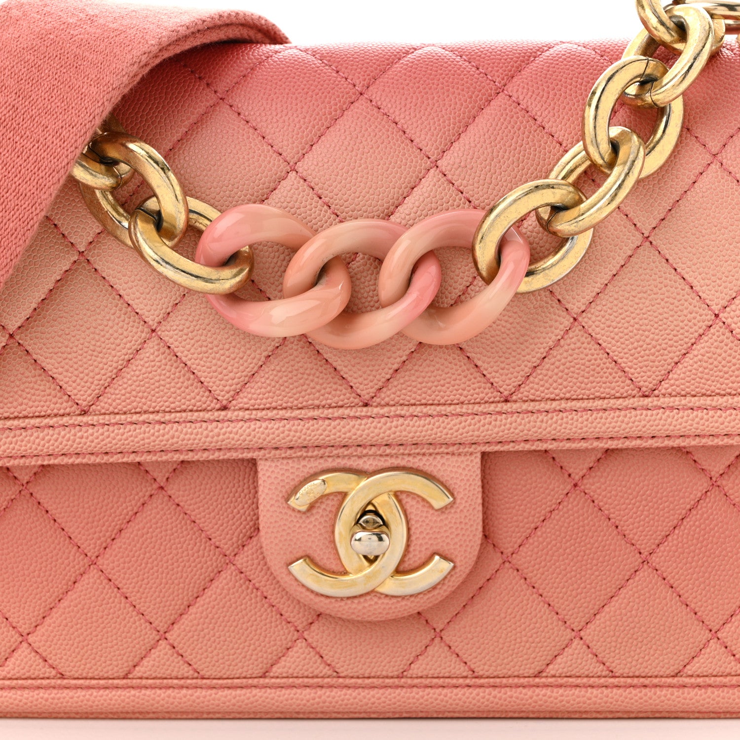 Chanel Caviar Quilted Medium Sunset On The Sea Flap Coral 8 of 10