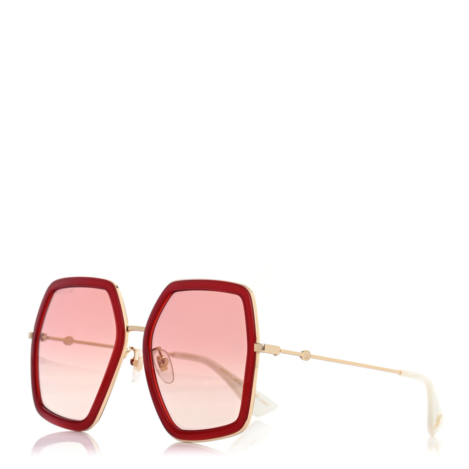 Gucci Acetate Oversize Square Frame GG0106S Sunglasses Red 1 of 6