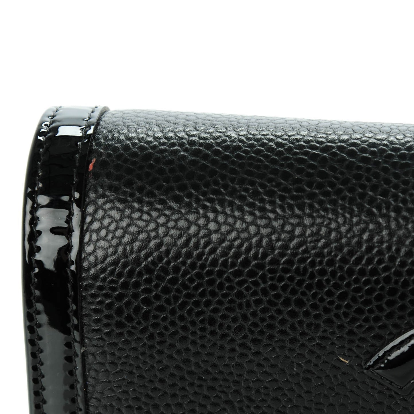 Caviar Patent CC Contour Flap Wallet Black