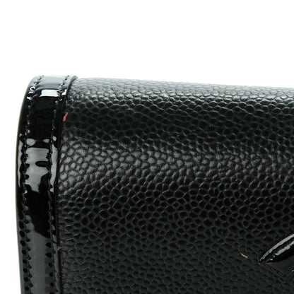 Chanel Caviar Patent CC Contour Flap Wallet Black 9 of 9