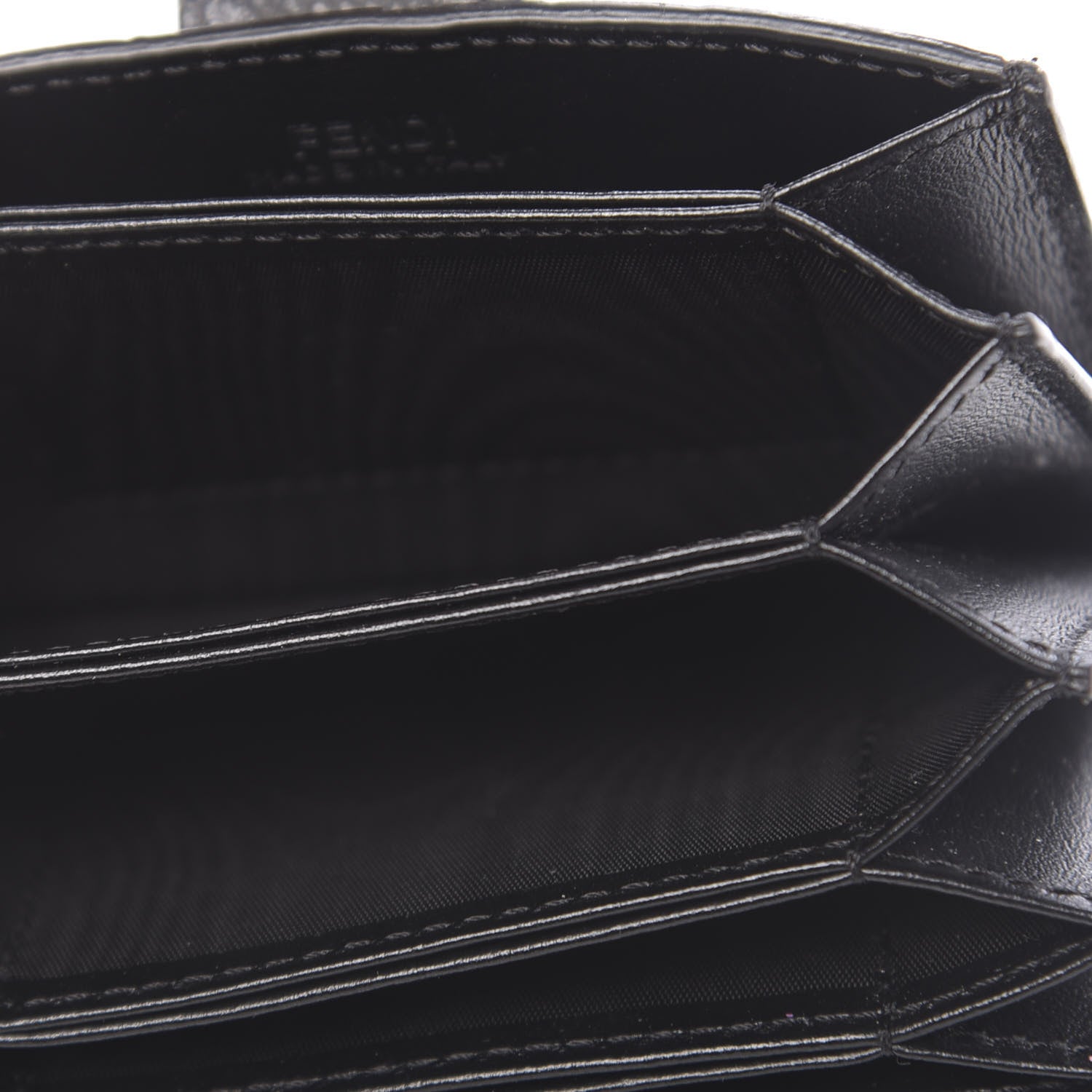 Fendi Vitello Cruise F is Fendi Bi-Color FF 1974 Embossed Gusseted Card Holder Maya Black 5 of 6