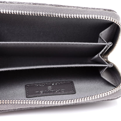 Chanel Metallic Calfskin Camellia Embossed Zip Coin Purse Grey 5 of 9