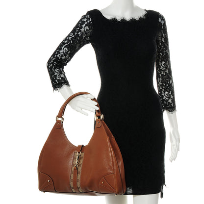 Gucci Leather Monogram Medium Bardot Brown 2 of 8