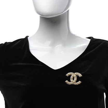 Chanel Metal Crystal Graduated Pearl CC Brooch Gold 2 of 4