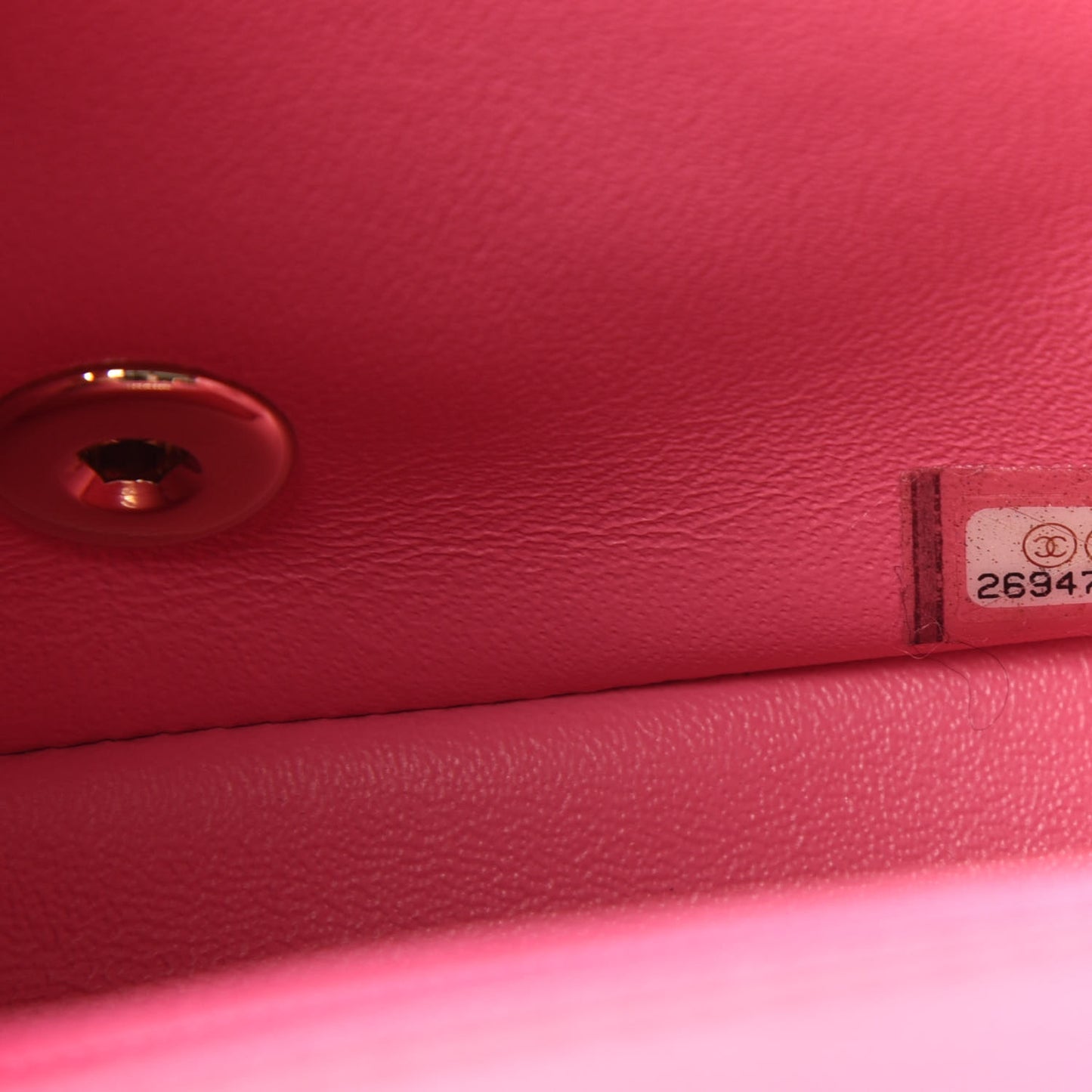 Lambskin Chevron Quilted Mini Square Flap Pink