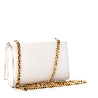 Saint Laurent Grain De Poudre Small Monogram Kate Satchel Optical White 2 of 5
